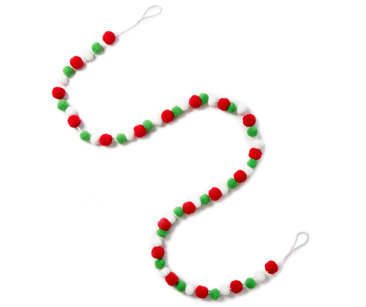 Winter Wonder Lane Red, Green & White Pom-Pom Garland, (6')