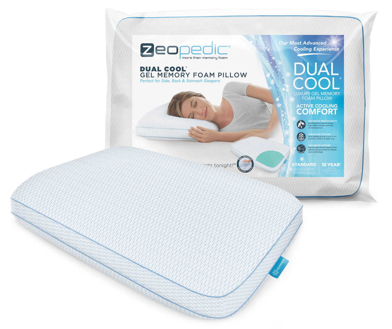 Zeopedic Side Sleeper Memory Foam Pillow