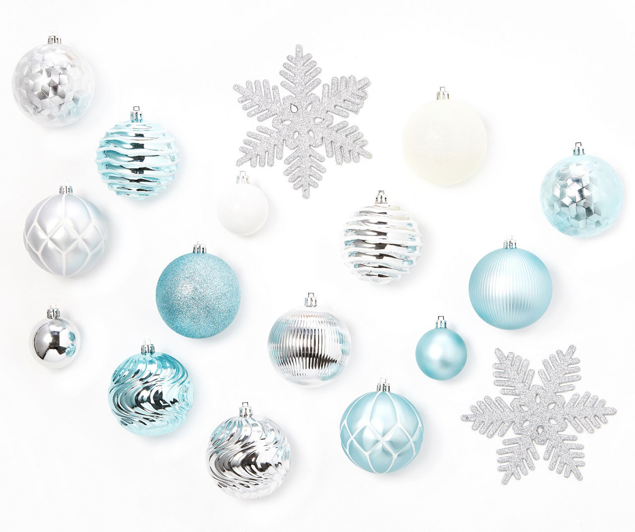 Winter Wonder Lane Silver, Blue & White Snowflake 24-Piece Shatterproof ...