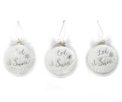 "Let It Snow" Snow Globe 3-Piece Ornament Set