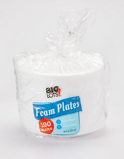 8 7/8" Foam Plates, 100-Count