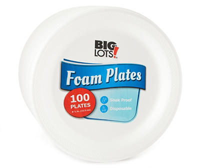 8 7/8" Foam Plates, 100-Count