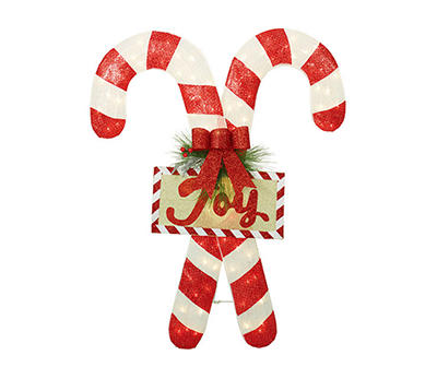 Double Candy Cane Light-Up Sign, (52