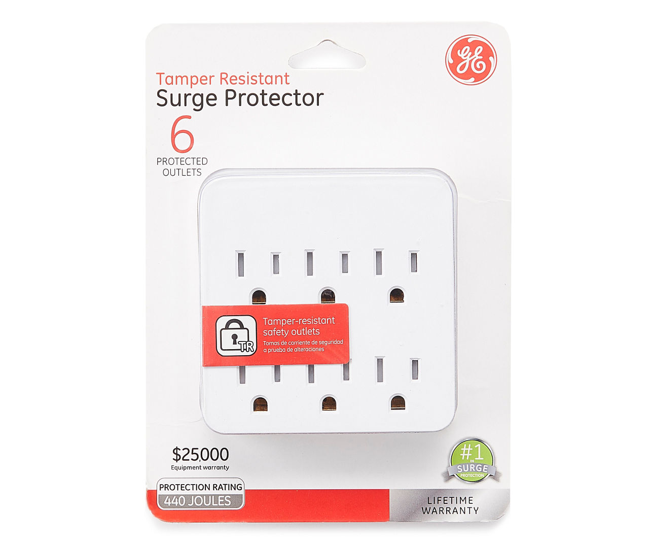 GE White 6Outlet TamperResistant Indoor Surge Protector Big Lots