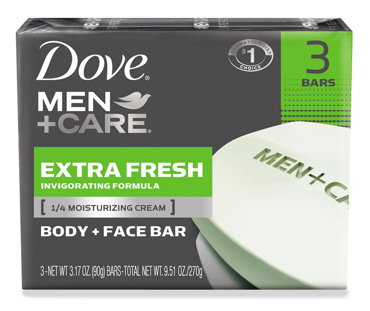 Dove Men Care 3-In-1 Bar Soap, Extra Fresh