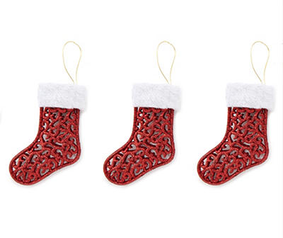 Red Stocking 5-Count Decorative Ornament Set