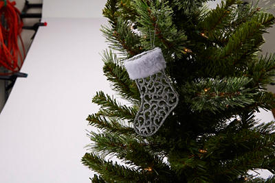 Silver Stocking 5-Count Decorative Ornament Set