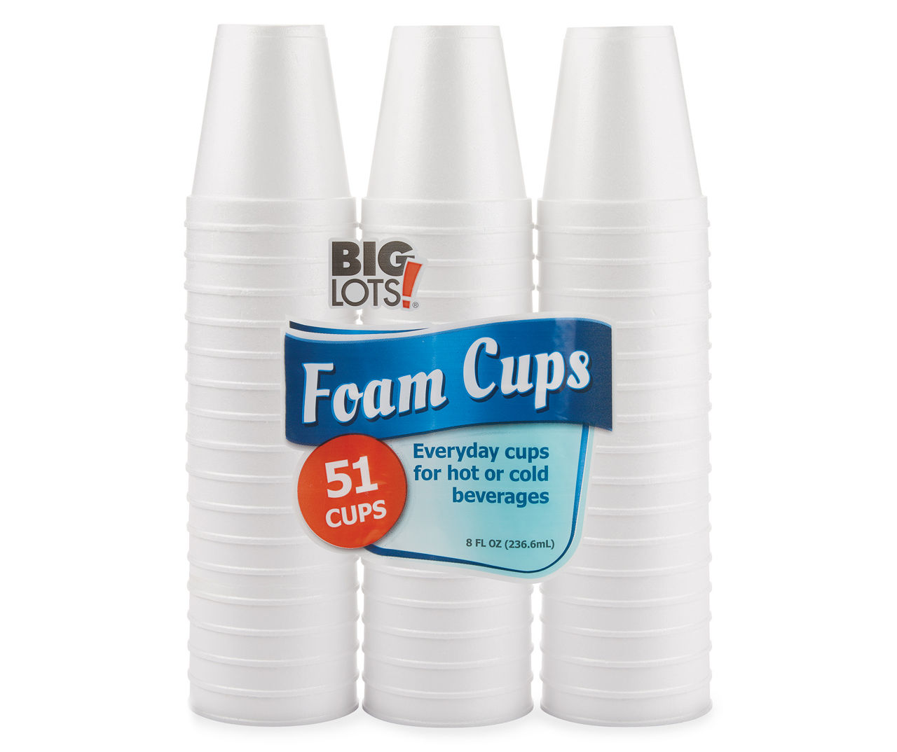 Big Lots White Foam 8 Oz. Cups, 51-Count