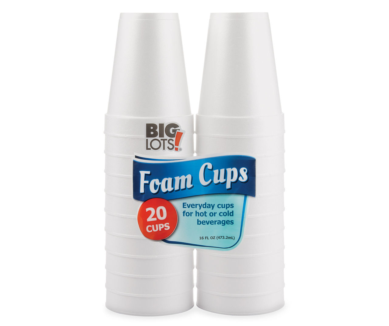 Big Lots White Foam 16 Oz. Cups, 20-Count