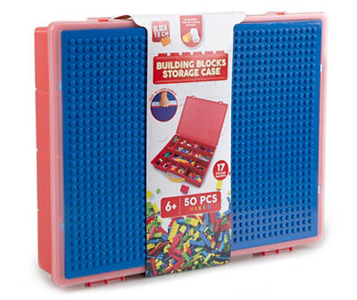 Red & Blue Building Blocks Storage Case with 50 Block Pieces