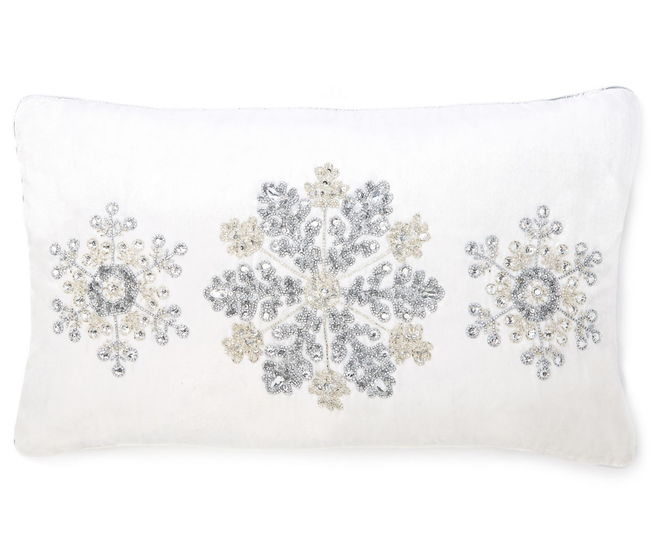 Beaded Snowflake Velvet Lumbar Throw Pillow