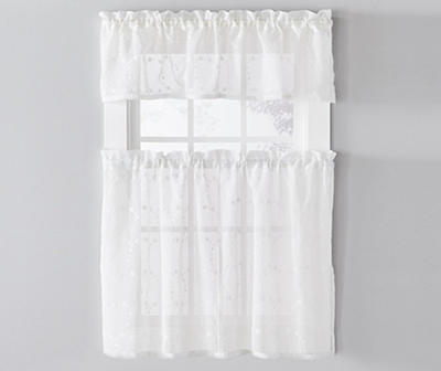 Maisie White Embroidered Tier and Valance 3-Piece Set