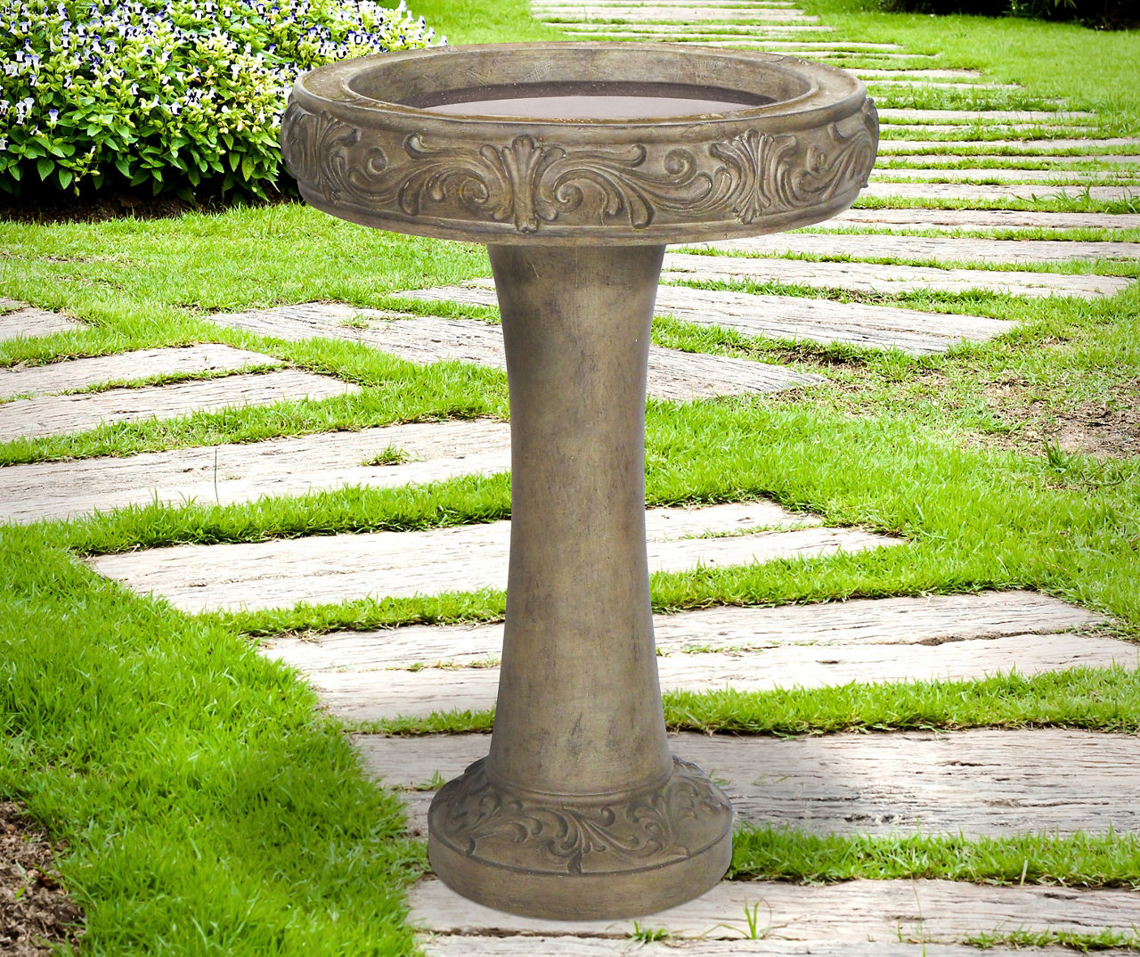 Madrid Faux Stone Birdbath | Big Lots