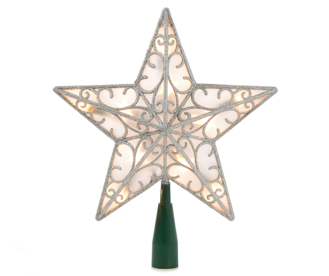 Winter Wonder Lane Silver Frosted Star Light-Up Tree Topper | Big Lots