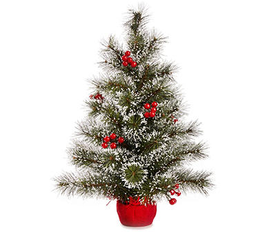 24" Mini Snowy Needle Burlap Artificial Christmas Tree