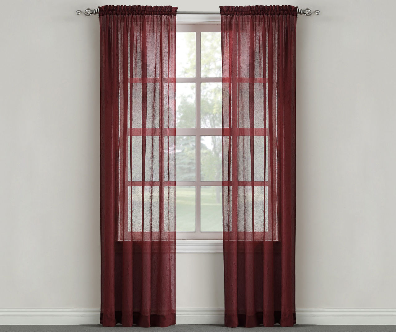 Sundried Tomato Crushed Voile Sheer Curtain Panel, (84")