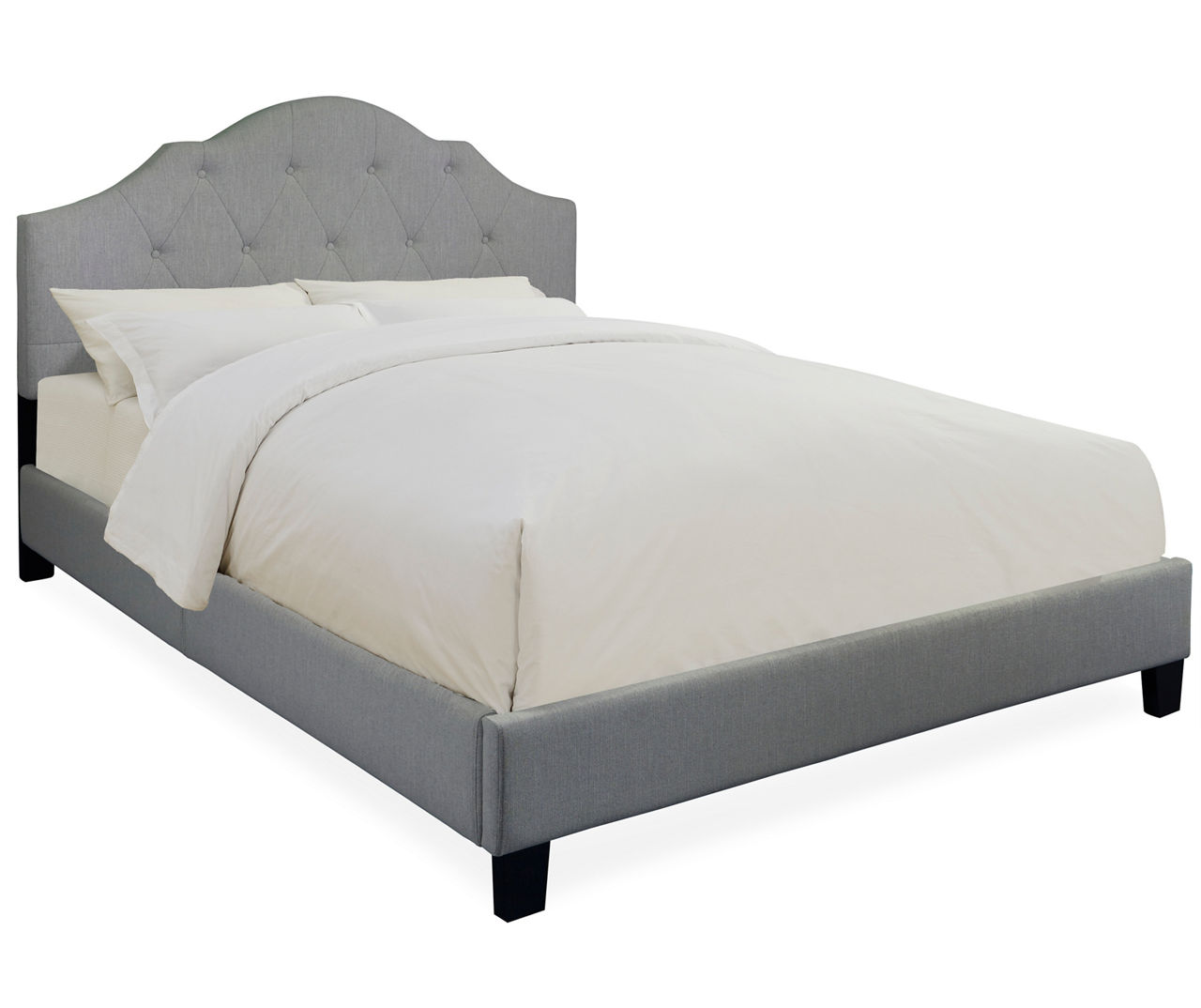 Gray Upholstered King Bed with Scalloped Tufting | Big Lots