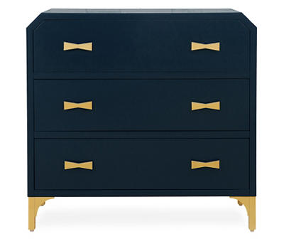 Navy Blue & Gold 3-Drawer Accent Chest
