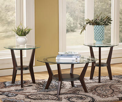 Fantell Dark Brown 3-Piece Occasional Table Set