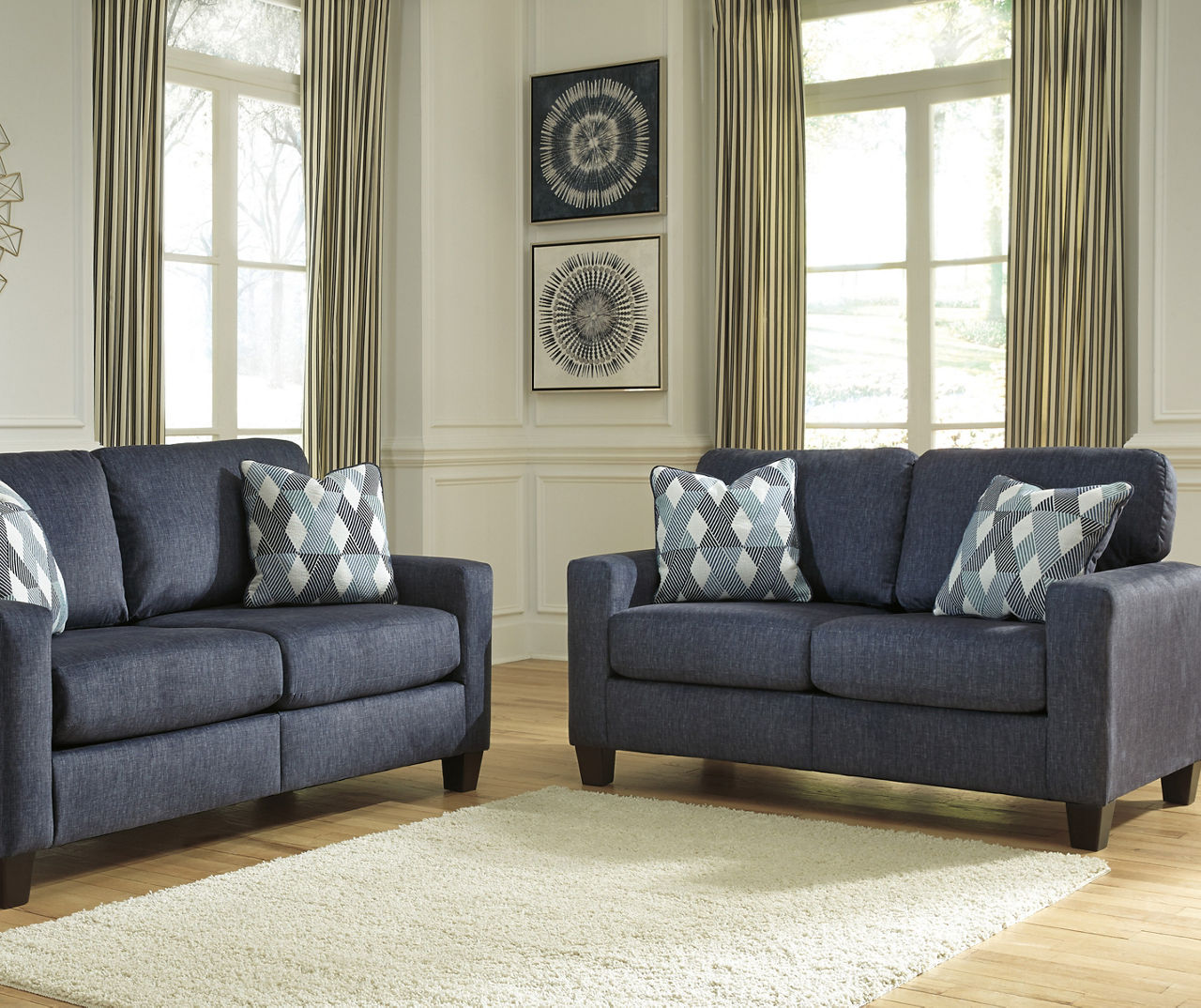 Signature Design By Ashley Burgos Navy Blue Loveseat | Big Lots