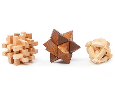 Wood 3-Dimensional Puzzles, 3-Pack