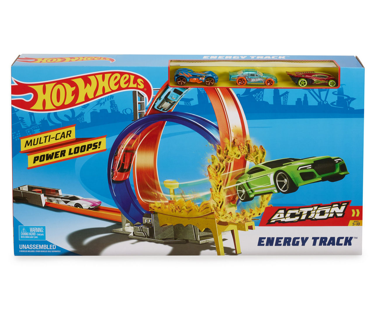 NEW Hot Wheels Energy Track Set Double Loop Racing Play Set & 1