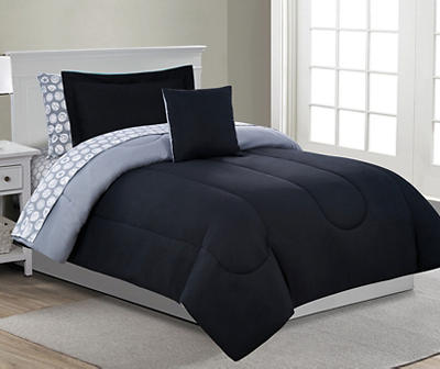 Gray & Black Sports Twin 6-Piece Comforter Set