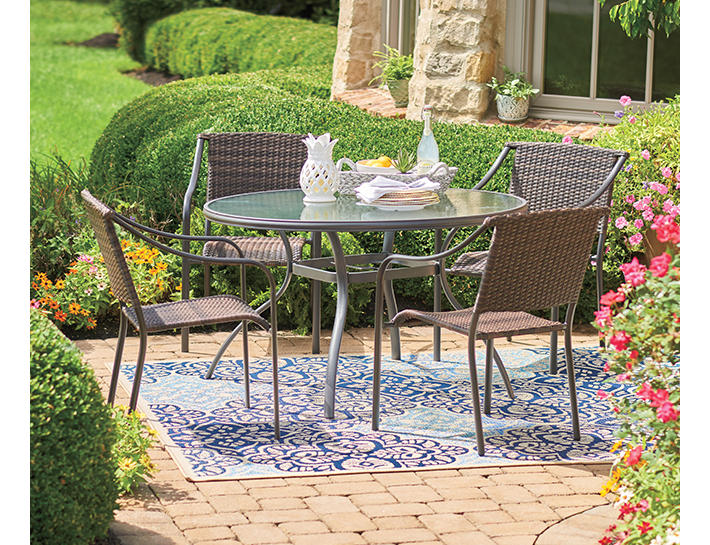 Wilson Fisher All Weather Wicker Round Glass Table Patio Dining Set Big Lots - Round Patio Table And Chairs Big Lots