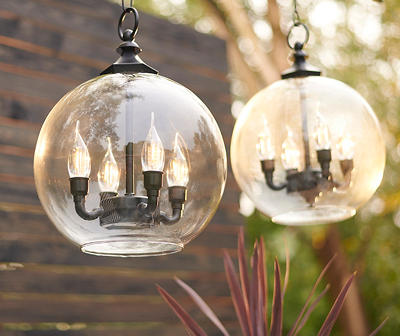 LED Glass Globe Battery-Operated Chandelier with Remote
