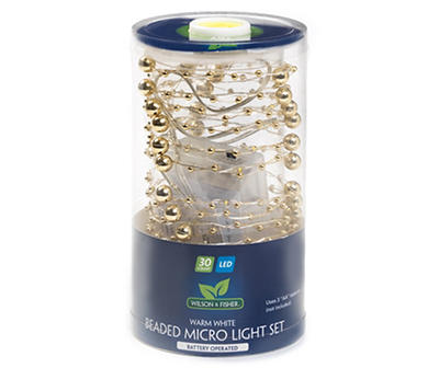 Gold Bead & Warm White LED Micro Light Set, 30-Lights