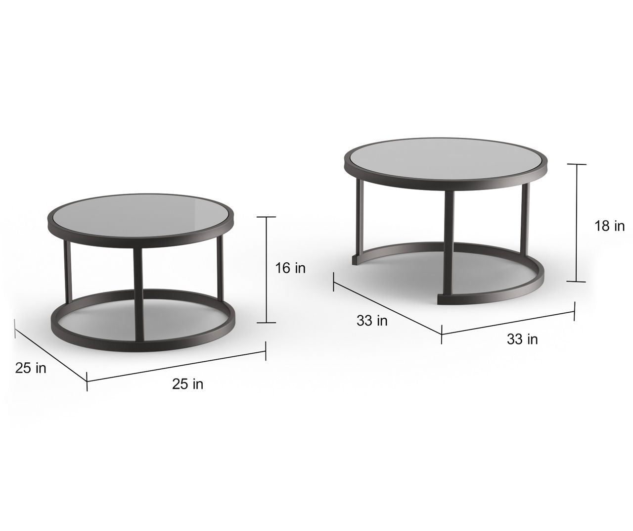 Lakewood Double Round Nested Coffee Tables Set