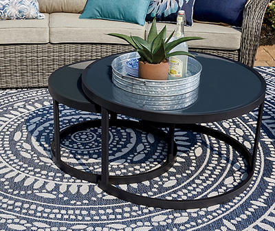 Wilson Fisher Lakewood Double Round Nested Coffee Tables Set Big Lots - Round Patio Table And Chairs Big Lots