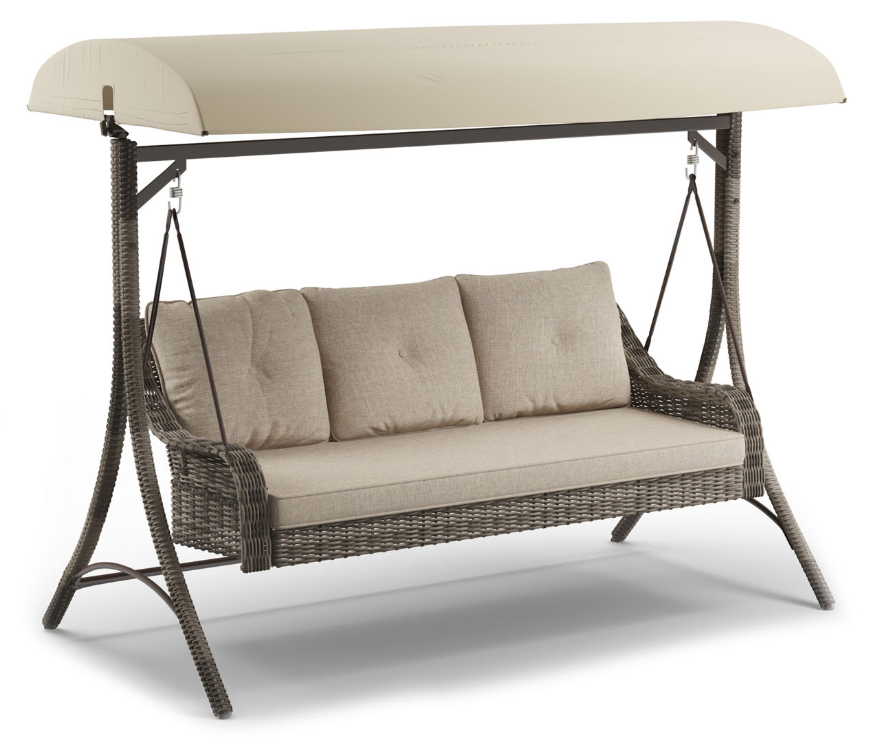 Wicker patio 2025 swing with canopy