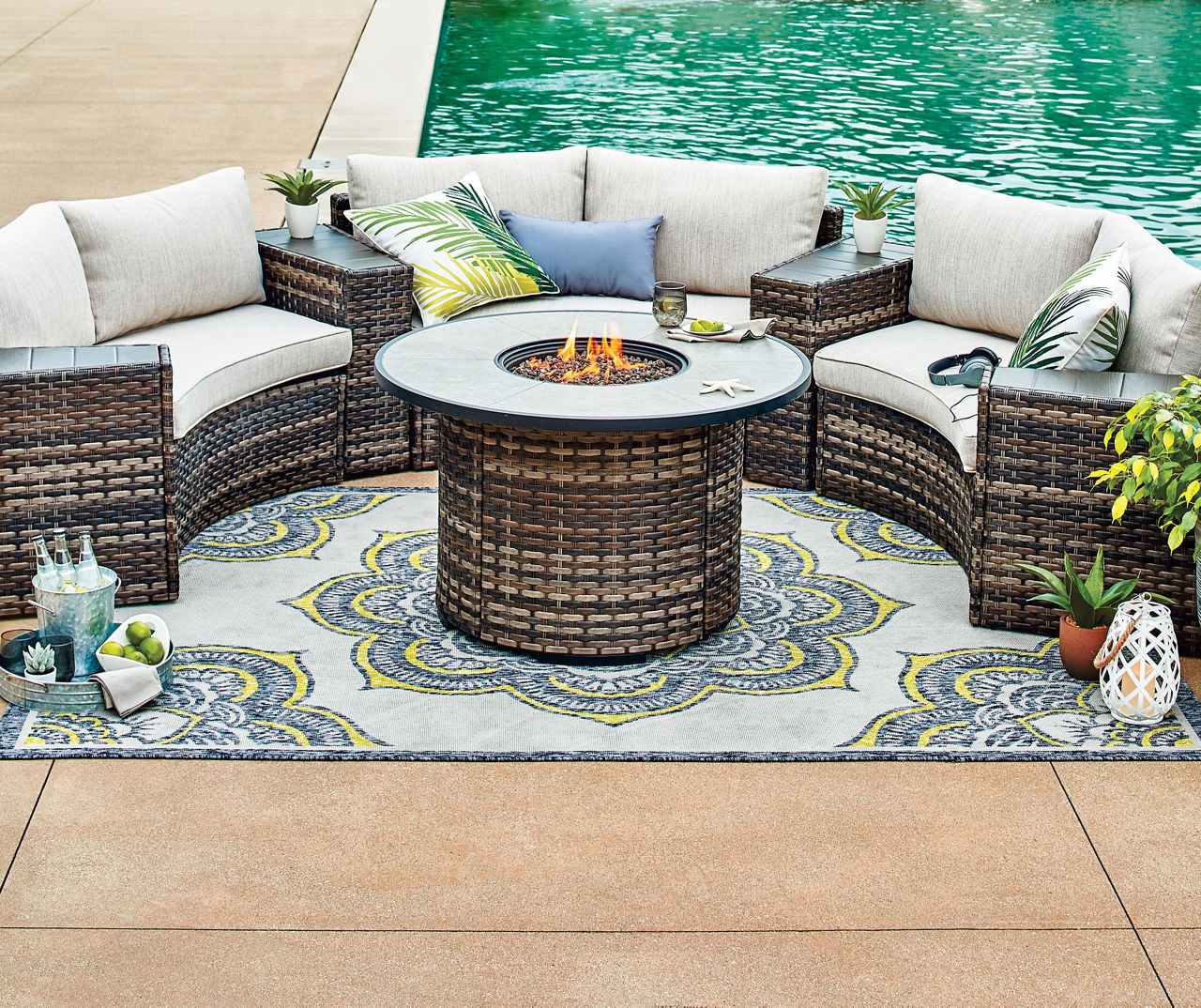 Big lots patio table on sale with fire pit