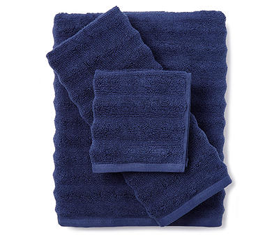 Living Colors Navy Blue Ribbed Towels