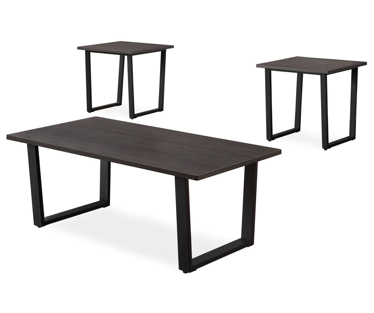 Charcoal Gray Wood & Metal Rectangular Occasional Tables, 3-Piece Set