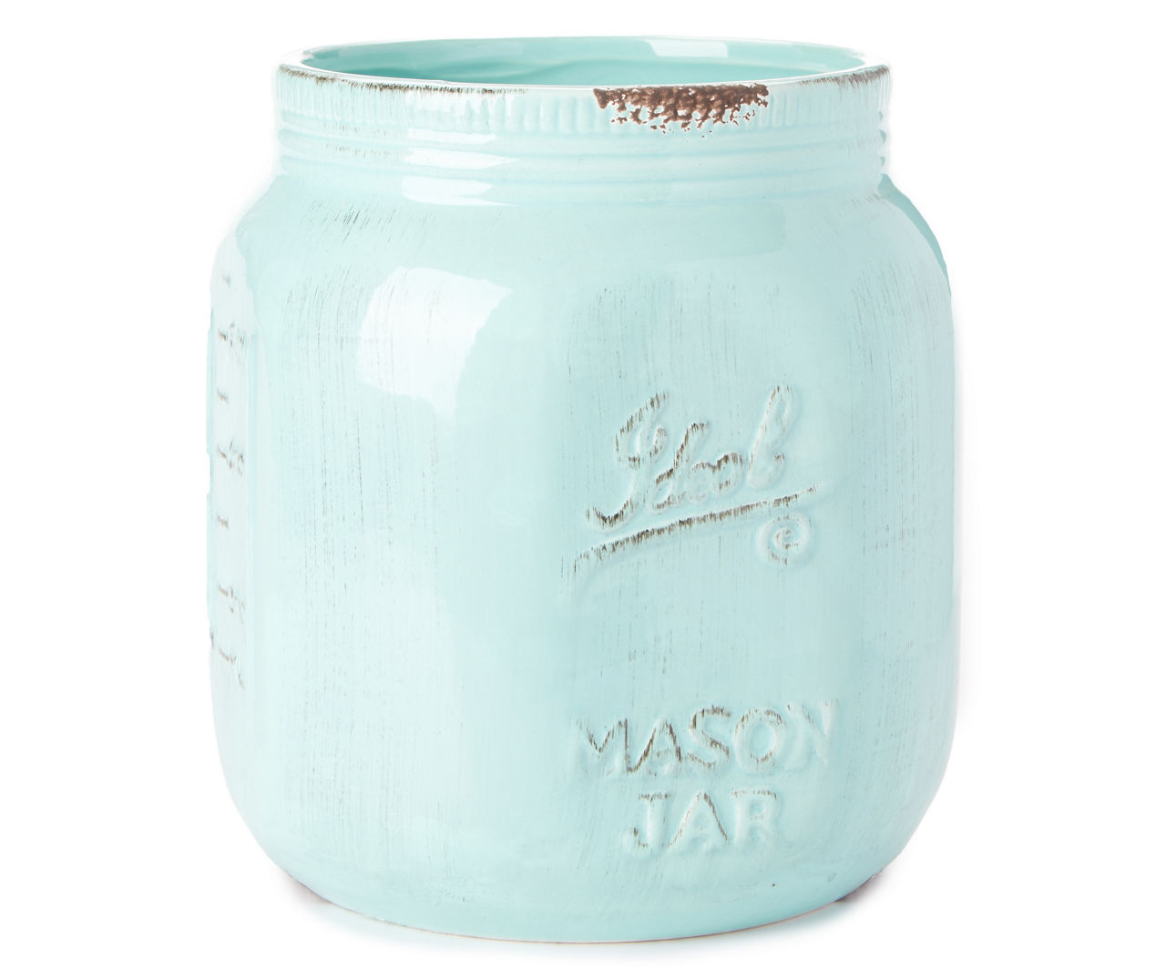 Maon Jar Container Aqua Vintage Ceramic Utensil Crock in Aqua-or Red- 