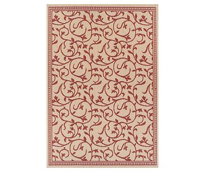 Red Scroll Patio Rug