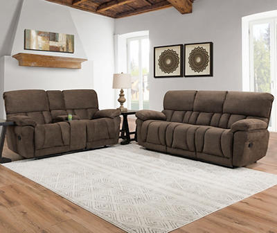 Stonehill Chocolate Brown Reclining Console Loveseat