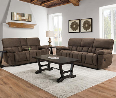 Stonehill Chocolate Brown Reclining Console Loveseat