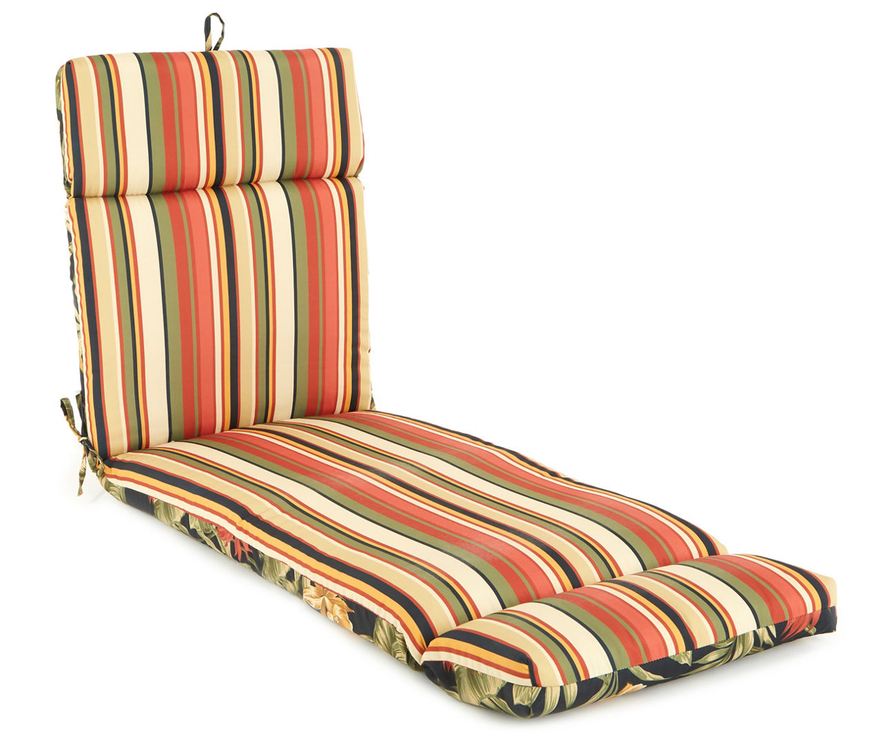 Sunset Ebony Tropical & Stripe Reversible Outdoor Chaise Cushion | Big Lots