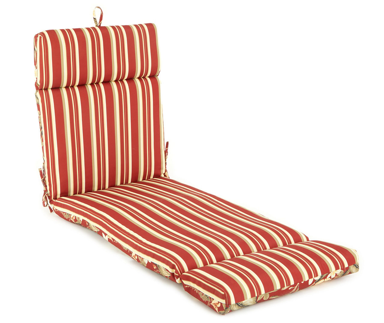 Capulet Red Floral & Stripe Reversible Outdoor Chaise Cushion | Big Lots