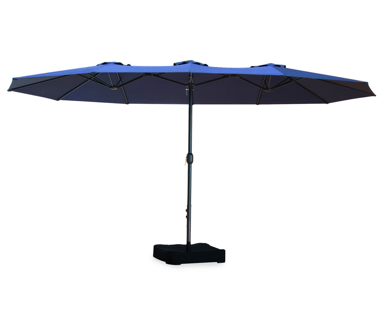 15' Navy Blue Triple Vent Market Patio Umbrella with Base