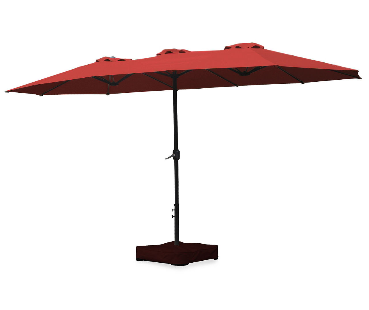 15' Red Triple Vent Market Patio Umbrella with Base