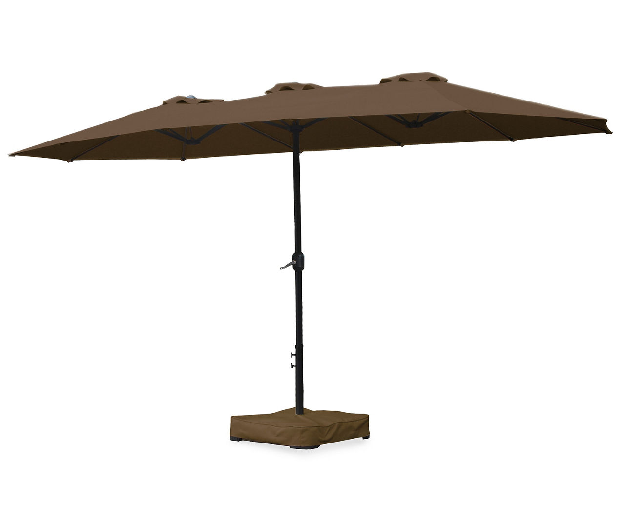 15' Mocha Brown Triple Vent Market Patio Umbrella with Base