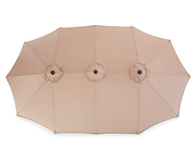 15' Linen Triple Vent Market Patio Umbrella with Base