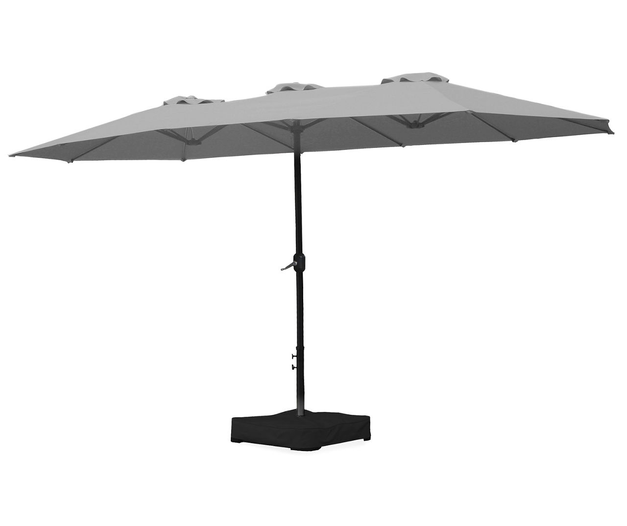 15' Gray Triple Vent Market Patio Umbrella with Base
