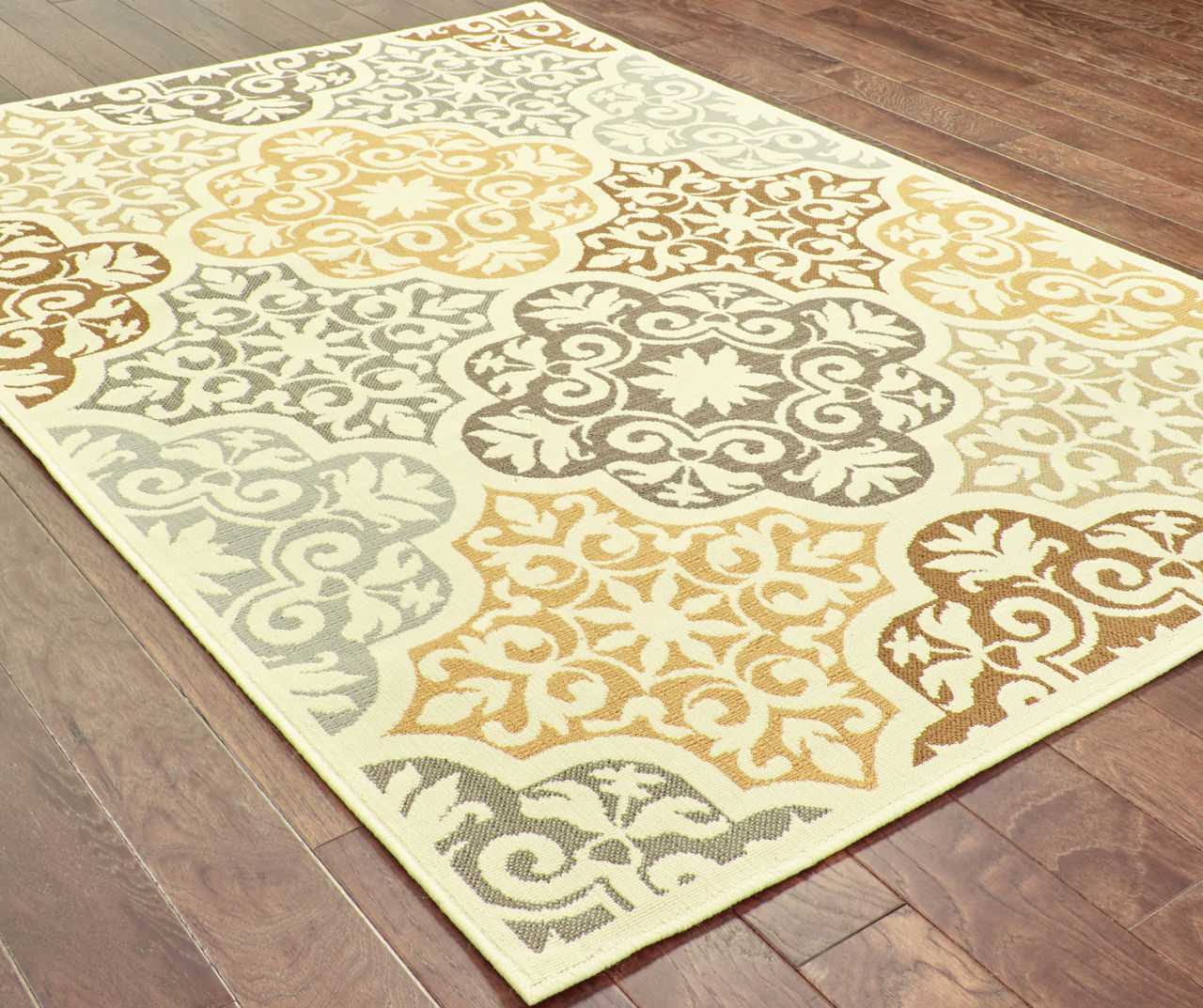Gaines Warm White Outdoor Area Rug, (6'7" x 9'6")