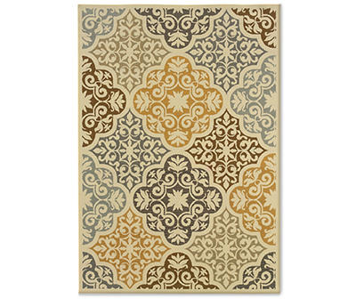 Gaines Warm White Outdoor Area Rug, (6'7" x 9'6")