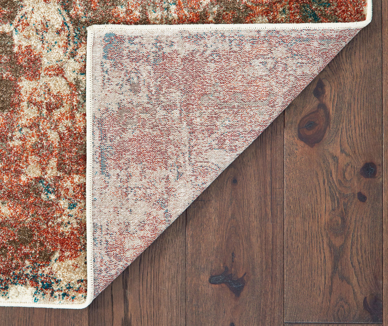 Myia Orange & Blue Abstract Area Rug, (6'7" x 9'6")